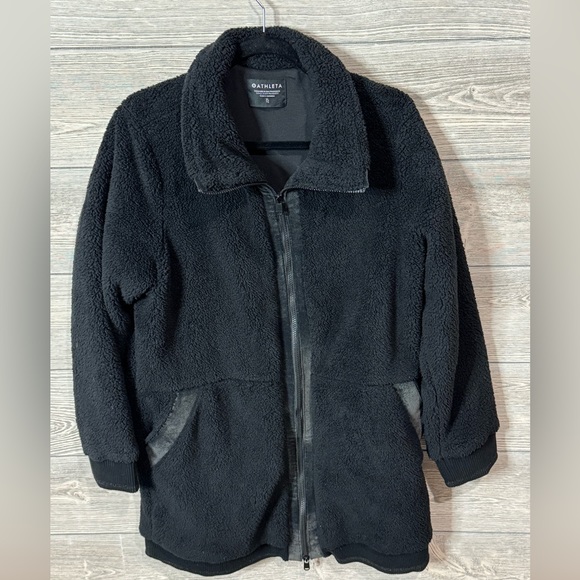 Athleta Tugga Jacket Black Sherpa Zip Up Coat Women’s XL - Picture 3 of 8